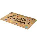 HomeZone Welcome Mat Decoir Doormat Door Mat Natural Look Mat Slip Resistant PVC Backing Safe Anti-Slip Indoor Outdoor Use (Hello)