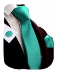 Gusleson Mens Solid Aqua Ties For Wedding Plain Neckties and Pocket Square Cufflinks Sets(UK0789-33)