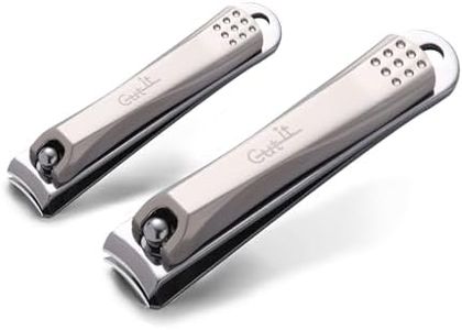 2Pcs Stainless Steel Fingernail Clipper W/Built-in Nail File, Ultra Sharpness & Sturdy Toenail Clipper Set for Men and Women, Washable