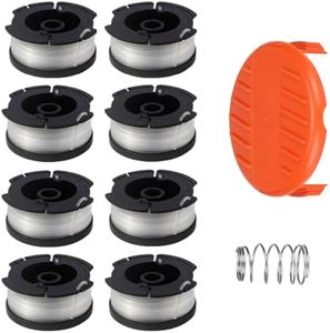 Kaberalty AF-100 30ft 0.065" String Trimmer Spool Line Compatible with Black+Decker Refills Auto Feed Single Weed Eater GH900 GH600 LST522 LCC140 Edger,RC-100-P Cap Cover&Spring(8+1+1)