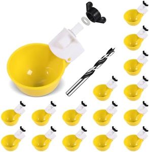 psarnuk Chicken Waterer Cups (16 Pack/Yellow) - DIY Automatic Large Chicken Water Feeder for Ducks Quail and Various Poultry Dispenser with Matching Drill, Double Rubber Ring, Not Leaking Wate