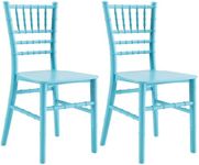 JOON 2 Pack Kids Tiffany Chiavari Chairs, 25x13x14.5 Inches, Polycarbonate, 12.75” Seat Height, Elegant & Stackable Design, Comfortable, for Toddler Parties, Playroom, Daycare, Home (Blue)