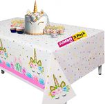 Extra-Large 2 Packs Unicorn Tablecloth, Unicorn Table Cloth for Birthday Party, 108”x54” Disposable Table Cover, Ideal Party Supplies for Unicorn Themed Baby Shower and Birthday Decoration for Girls