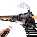 FIYCATPSA Christmas Toys Gifts for 3-12 Year old Kids Boys Girls, Train Set - Electric Train Toy for Boys Girls w/Smokes, Lights & Sound, Railway Kits w/Steam Locomotive Engine, Cargo Cars & Tracks