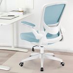 Ergonomic Office Chair, KERDOM Breathable Mesh Desk Chair, Lumbar Support Computer Chair with Wheels and Flip-up Arms, Swivel Task Chair BIFMA Passed, Adjustable Gaming Chair (KD9060-Light Blue)