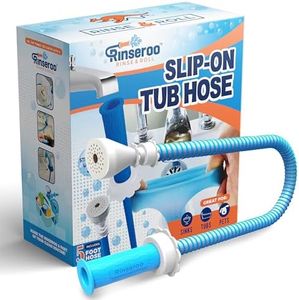 Rinseroo: Slip-On Tub Hose – As Seen on Shark Tank – 5ft Flex Bathtub Faucet Sprayer – Easy Rinse for Pets, Hair & Cleaning – No Installation Needed – Fits Faucets Up to 3” Wide – Mess-Free & Portable