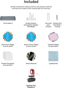 Cricut Maker 4 Essentials Bundle – Cutting Machine & Tools Set