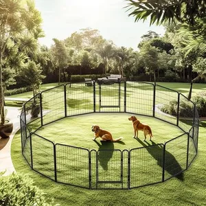 16 Panel Dog Playpen,Heavy Duty Metal Outdoor Indoor Dog Playpen for Puppies and Small Animals,Black