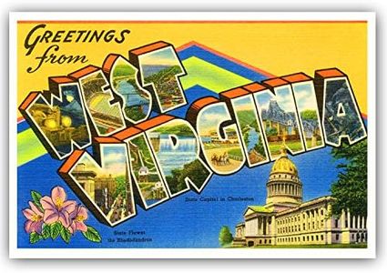 GREETINGS FROM WEST VIRGINIA vintage reprint postcard set of 20 identical postcards. Large letter US state name post card pack (ca. 1930's-1940's). Made in USA.
