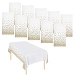 10 Pack Dot Tablecloths Table Covers Disposable Tablecloth Wipeable Plastic Tablecloth Waterproof Party Tablecloths for Indoor or Outdoor Parties Birthdays Weddings Christmas Gold(137*274 cm)