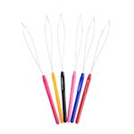 6 Pcs Hair Extension Loop Needle Threader Pulling Hook Tool and Micro Links Bead Device Tool for Hair or Feather Extensions (Multicolored)