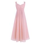 iEFiEL Kids Girls' Floral Lace Flower Dress Sweetheart High-Waisted Wedding Party Bridesmaid Dress Formal Ball Gown Pearl Pink 9-10 Years