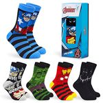 Marvel Mens Calf Socks, Soft Breathable Crew Socks Pack of 5 - Mens Gifts (Blue Multi, 6.5/9.5 UK)