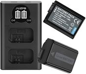 JYJZPB 2 Packs NP-FW50 Battery and ZV-E10 Charger Set Compatible for Sony Alpha A6400, A6000, A6500, A6300, A7, A7II, A7S, A7SII, A7S2, A7R, Replacement Li-ion Battery with Micro USB and Type-C Input