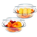 Simax Casserole Dish Set, Set of 2 Casserole Dish with Lid, Round Glass Cookware, Borosilicate Glass, Made In Europe 1 Qt and 1.5 Qt Baking Dishes