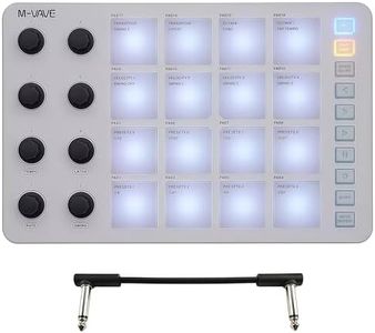 M-VAVE SMC-PAD MIDI Controller,Bluetooth Wireless Portable MIDI Pads with Velocity Sensitive Pads,Beat Maker,white 6.35mm Audio Cable (White)