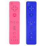 Wii Controller 2 Pack - Wii Remote with Silicone Case and Wrist Strap (pink+blue)