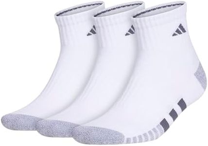 adidas Men's Cushioned 3-Pack Quarter Socks, White/Grey/Black, Large