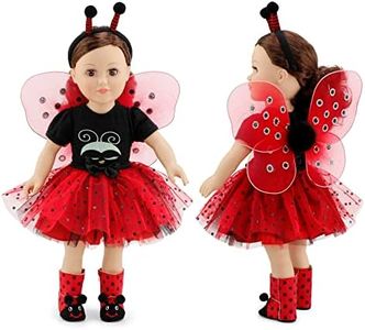 Emily Rose 18 Inch Doll Clothes | Magical Lady Bug 5 PC 18" Doll Costume Outfit with Removable Wings, Antenna Headband and Fun Boots! | Fits American Girl and Similar Dolls