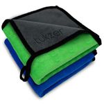 Tukzer Multi-Purpose Coral Velvet Microfiber Cloth - 2 pcs 35X75 cms 500 GSM Cleaning Kit Cloth for Laptop, Monitor, Camera Lens, Binoculars, TV Projector, Electronics (Blue-Green)