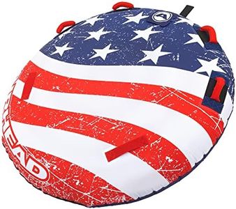 SportsStuff Airhead Stars and Stripes 1 Towable 1 Rider Tube for Boating and Water Sports, Made in the USA, Heavy Duty Full Nylon Cover and Patented Speed Safety Valve for Easy Inflating & Deflating