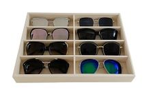 8 Slot Large Light Beige Premium Quality Velvet Sunglasses Eyewear Glasses Watch Box Tray Stackable Practical Trade Show Home Use Jewelry Display Organizer Drawer Divider Insert