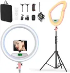 AURIANI 22" Large Ring Light with Stand,Foldable LED Big Ring Light Tripod for iPhone Phone Ipad, 75" Tall Tripod Touch Screen,Wireless Remote for Live Stream,YouTube,TikTok Video Shooting Pink