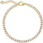 MEVECCO Bracelet for Women Gold Tennis Chain Round Zirconia Cut Faux Diamond 14K Gold Plated Dainty Simple Jewelry