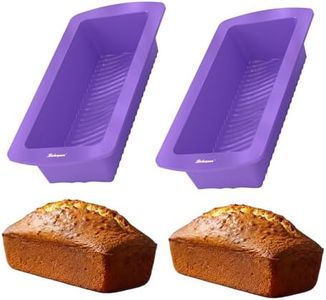 Bakerpan Set of 2 Silicone Bread Loaf Pan for Baking, 9 Inch Silicone Baking Mold, Loaf Pan for Baking Bread, Cake Mold, Meatloaf Pan, Purple