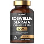 Boswellia Serrata Extract 4200mg | 65% Boswellic Acid | 120 Vegan Tablets | Indian Frankincense Supplement | by Horbaach