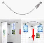 Tanxih Corner Shower Curtain Rod Adjustable Stainless Steel L Shaped Rack Drill Free Install for Bathroom, Bathtub, Clothing Store (27"-39"x27"-39")