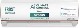 Haier 1.5 Ton 4 Star AI Climate Control Smart Split AC (5250 Watts, Copper, Wi-Fi, 4-Way Swing, Triple Inverter, 7 in 1, Frost Self Clean, HD Filter, Cools at 60°C - HSU18K-PYAIR4BN-INV, White)
