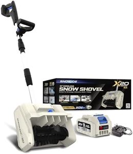 Snow Joe Cordless Snow Shovel Kit with 10" Wide x 5" Deep Snow Cut for Decks, Steps and Walkways, Brushless Motor and Lightweight Design, X20-SNOW-5A