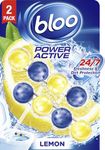 Bloo Solid Toilet Rim Block Power Active Lemon Twin Pack | 4 in 1 Toilet Cleaners with Anti-Limescale, Cleaning Foam, Dirt Protection and Extra Freshness | Twin Value Pack 2x50g Toilet Block