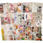 Knaid Vintage Scrapbook Supplies Pack (200 Pieces) for Junk Journal Bullet Journals Planners Aesthetic Paper Stickers Craft Kits Cottagecore Collage Album (Retro)