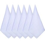 6 Pieces Mens White Cotton Handkerchiefs Soft Pure Cotton Handkerchiefs Hankies Large Pocket Squares Hankies (40cmx40cm)