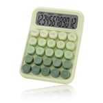 Valtiner Desktop Mechanical Calculator, Cute Big Buttons Calculators with 12 Digits Large LCD Display, Desk Accessories, for Office Home School (Green)