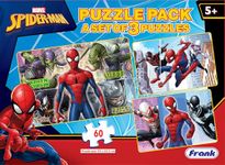 Frank Marvel Spider-Man Puzzles - 60 Pieces 3 in 1 Jigsaw Puzzle Pack for Kids for Age 5 Years Old and Above - Fun & Challenging Brain Booster Games - 90150