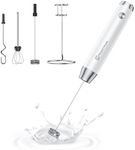 Maestri House Rechargeable Milk Frother with 3 Heads, LunaFro AS Handheld Electric Foam Maker Waterproof Detachable Stainless Steel Whisk Drink Mixer Foamer with Stand for Lattes, Cappuccino, Egg