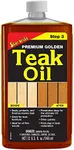 STAR BRITE Premium Golden Teak Oil - Ultimate Sealer, Preserver & Finish for Outdoor Teak & Fine Woods - Ideal for Boats, Furniture, Shower Stools - 32 OZ (085132)