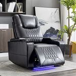 Merax Electric Recliner Chair TV armchair with USB Charge Port, 360 Swivel Tray Table, Hand in-Arm Storage, and Cup Holders, Ambient Lighting Gaming Recliner Chair Home Theater Seating (Black)