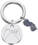 JJTZX Pinky Promise Keychain Long Distance Relationship Gift Keyring Traveling Keychain for Best Friends, New Jersey, Small