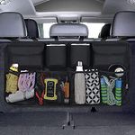 URAQT Car Boot Organiser Waterproof Kick Mats Car Organiser Seat Back Protectors, Multi-Pocket Children's Travel Storage, Durable Foldable Cargo Net Storage for Car Backseat Cover