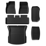 CARENTR 2021-2023 Tesla Model 3 Highland Floor Mats, Custom-Fit All-Weather TPE Full Set with Cargo Liner & Trunk Mat Accessories (2021-2023 Model 3 Full Floor Mat Kit Set of 6)