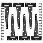 XINMEIWEN 6Pack 6Inch Black T-Strap Shed Hinge Barn Gate Hinges Shed Doors Hinges for Barn Door Shed or Wooden Fences