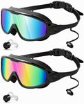 Swim Goggles 2 Pack, Wide View Anti
