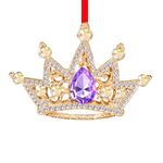 WaaHome Metal Crown Christmas Ornaments Purple Crown Keepsake Ornaments for Christmas Tree Decorations, Gold Crown Christmas Ornaments Gifts for Women Girls Mom Sisters Kids