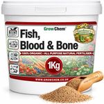 Grow Chem Fish, Blood & Bone Fertiliser (1KG Bucket) Multi-Purpose – Organic Fertiliser for Plants & Lawns – Nutrient-Packed Plant Food and Soil Activator for Strong Healthy Produce, Flowers & Lawns