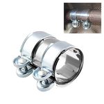 Sporacingrts 2.5 inch Hardware Exhaust Clamp, Lap Joint+Bolts Band Flanges Clamp Stainless Steel Universal Compatible with Muffler Downpipe Catback Pipe Connector