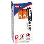 Marks-A-Lot Large Chisel Tip Permanent Marker, Orange, Box of 12 (8883)